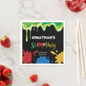 スライムおもしろい子供誕生日パーティパーソナライズされたー スタンダードカクテルナプキン (インサイチュ)