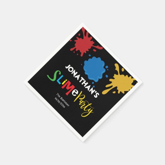 スライムおもしろい子供誕生日パーティパーソナライズされたー スタンダードカクテルナプキン (角)