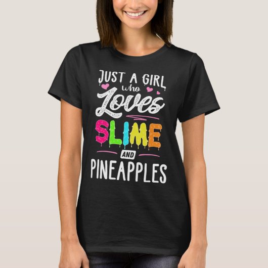 スライムとパイナップルが大好きな女の子 Tシャツ (正面)