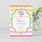 スライムの誕生日招待状、パステルレインボーの女の子 招待状 (スタンド正面)