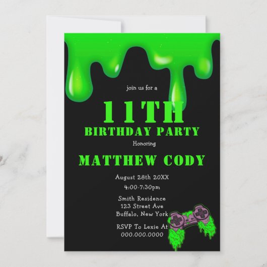 スライムアンドゲームズボーイ11thバースデーパーティー招待状 (正面)