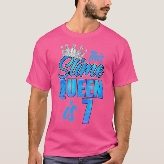 スライムクイーン7thバースデーパーティー7歳の女の子Bl Tシャツ (正面)