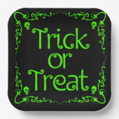 スライムグリーンのトリックまたは治療 ペーパープレート (正面)