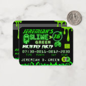 スライムグリーンVIP誕生日クレジットカード招待状 ノートカード (正面/裏面インサイチュ)