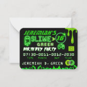 スライムグリーンVIP誕生日クレジットカード招待状 ノートカード (正面)