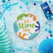 スライムタイムバースデーパーティープレートオレンジブルーグリーン ペーパープレート (パーティー)