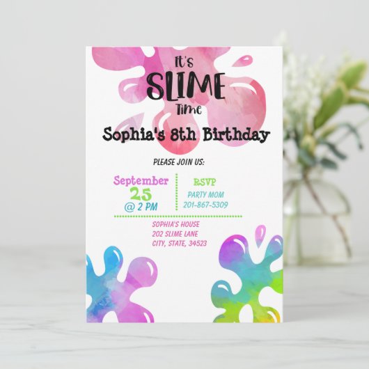 スライムタイム誕生日パーティーの招待 招待状 (スタンド正面)