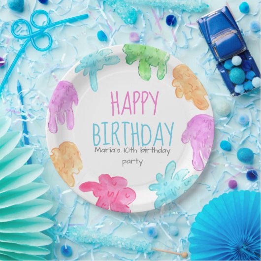 スライムテーマキッド誕生日パーティープレート ペーパープレート (パーティー)