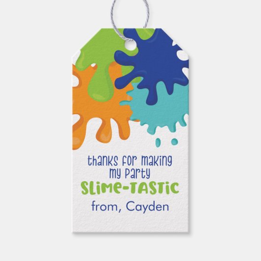 スライムバースデーパーティーメッセージカードスライムタスティック ギフトタグ (正面)