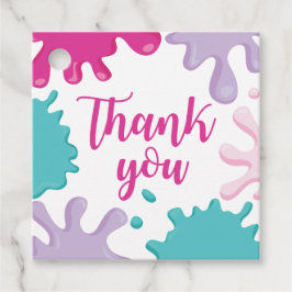 スライムバースデーパーティーメッセージカードピンクと紫 フェイバータグ