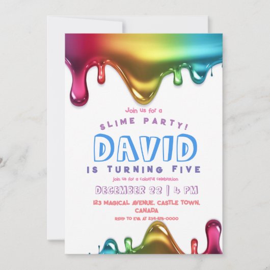 スライムパーティの招待状ランボウスライム誕生日 招待状 (正面)