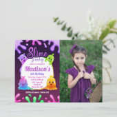 スライムパーティーガール誕生日カラフルトイ写真 招待状 (スタンド正面)