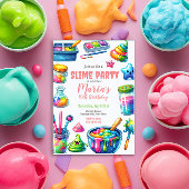 スライムパーティーレインボーバースデーパーティーの招待 招待状