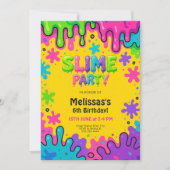 スライムパーティー子供へ誕生日カラフル、DIYテーマ 招待状 (正面)