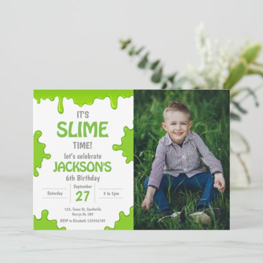 スライムパーティー誕生日写真 招待状 (スタンド正面)