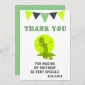 スライムモンスターグリーンおもしろい誕生日 サンキューカード (正面/裏面)