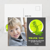 スライムモンスターグリーンキッズフォト誕生日ありがとう ポストカード (正面/裏面)