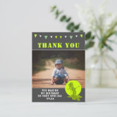 スライムモンスターグリーンキッズフォト誕生日ありがとう ポストカード (スタンド正面)