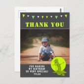 スライムモンスターグリーンキッズフォト誕生日ありがとう ポストカード (正面/裏面)