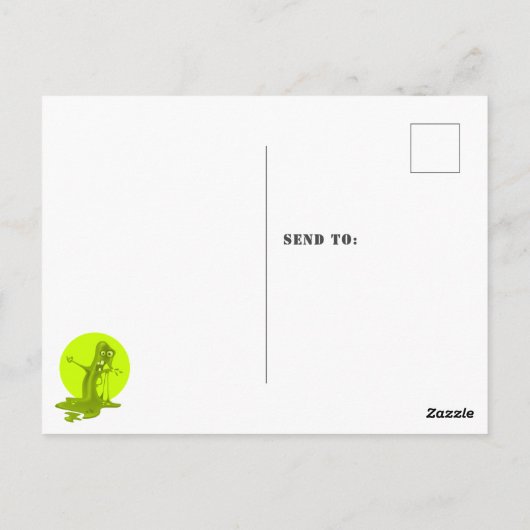 スライムモンスターグリーンキッズフォト誕生日ありがとう ポストカード (裏面)