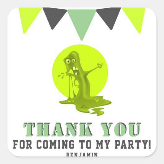 スライムモンスターサンキュー誕生日 スクエアシール (正面)