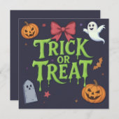 スライム不気味ハロウィンをトリックまたは治療する 招待状 (正面/裏面)