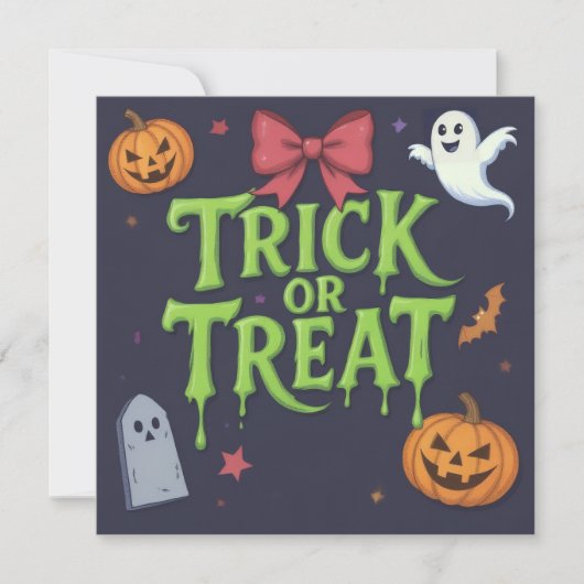 スライム不気味ハロウィンをトリックまたは治療する 招待状 (正面)