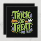 スライム不気味ハロウィンをトリックまたは治療する 招待状 (正面/裏面)