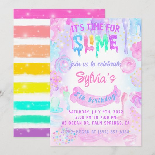 スライム水彩 招待状 (正面/裏面)