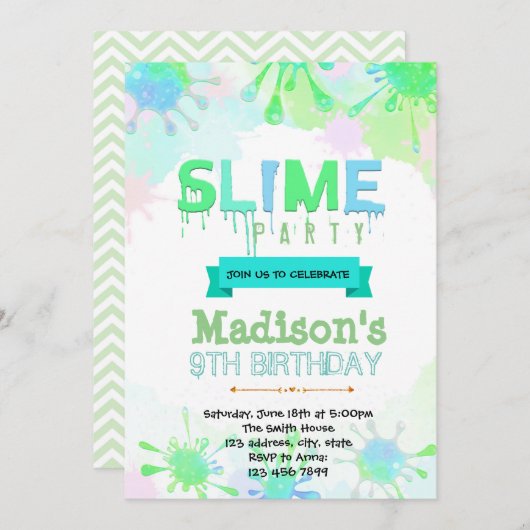 スライム誕生日の招待 招待状 (正面/裏面)