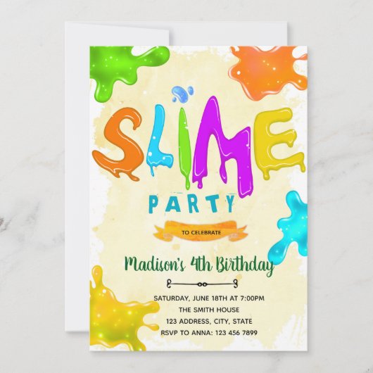 スライム誕生日の招待 招待状 (正面)