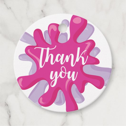 スライム誕生日サンキューメッセージカードピンクパープル フェイバータグ (正面)