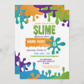 スライム誕生日ドリッピング 女の子 男の子 誕生日招待状 招待状 (正面/裏面)