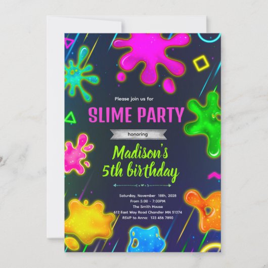 スライム誕生日パーティー招待状 招待状 (正面)