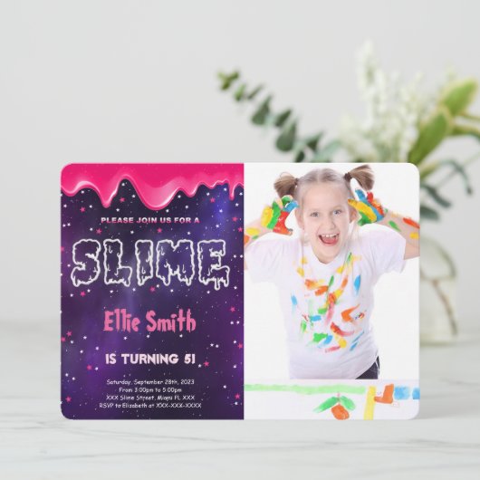 スライム誕生日フォト招待状 招待状 (スタンド正面)