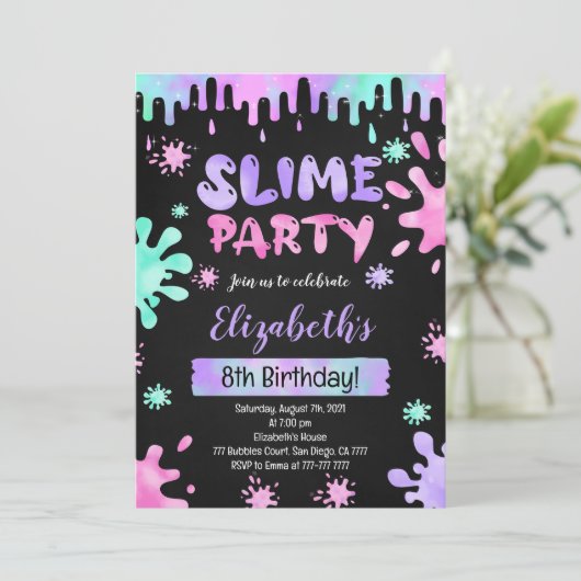 スライム誕生日招待状 招待状 (スタンド正面)