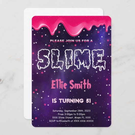 スライム誕生日招待状 招待状 (正面/裏面)