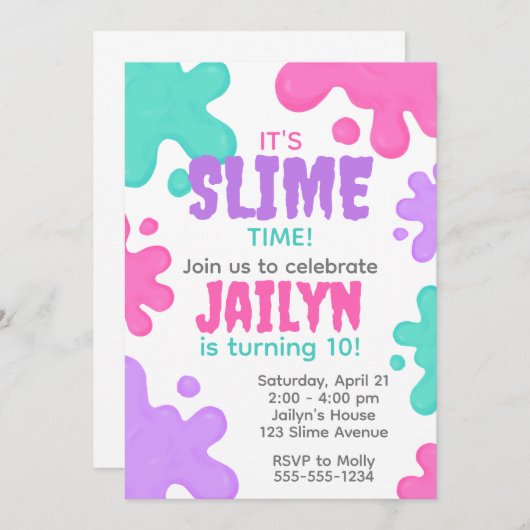 スライム誕生日 招待状 (正面/裏面)
