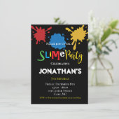 スライム·おもしろいカラフル·チルドレン誕生パーティー 招待状 (スタンド正面)