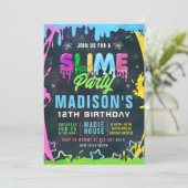 スライム バースデー パーティー 編集可能なテンプレート 招待状 (スタンド正面)