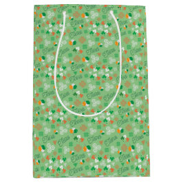 スラインテアイリッシュサンパトリックの日グリーンパターン ミディアムペーパーバッグ