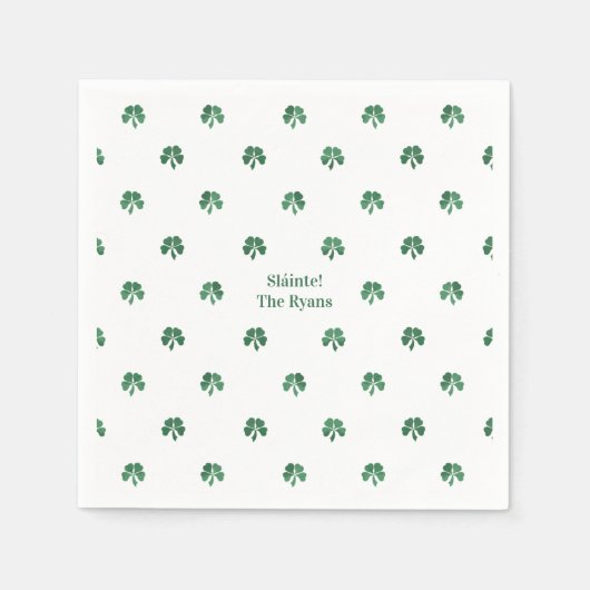 スラインテラッキーショットパインタリークローバーアイリッシュ結婚ズ スタンダードカクテルナプキン (正面)