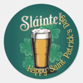 スラインテ!セントパトリックの日のビールのポイント・オン・グリーン ラウンドシール (正面)