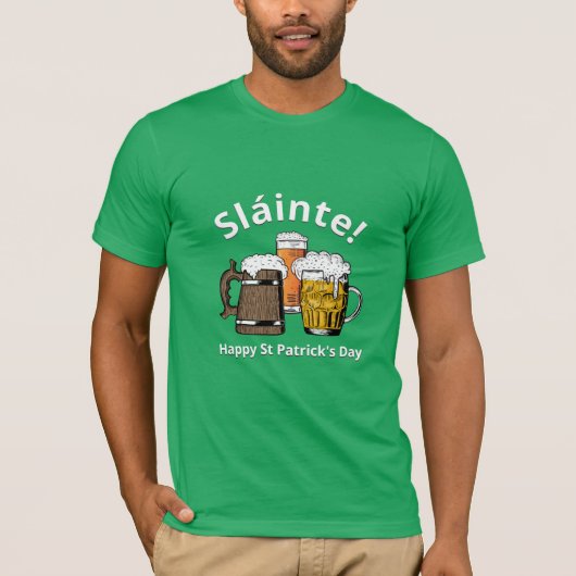 スラインテ!HAPPY ST PATRICK'S DAY漫画のビール Tシャツ (正面)