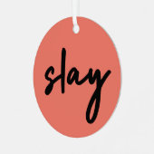 スライ |ミニマモダンリストトレンディースタイリッシュコーラルピンク メタルオーナメント (正面左)