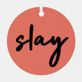 スライ |ミニマモダンリストトレンディースタイリッシュコーラルピンク メタルオーナメント (裏面)