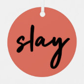 スライ |ミニマモダンリストトレンディースタイリッシュコーラルピンク メタルオーナメント (正面)