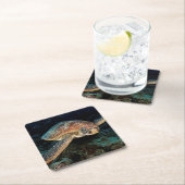 スラウェシ |アオウミガメ スクエアペーパーコースター (インサイチュ)