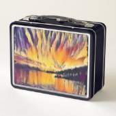 スラチンクロアチアシーサイドアートの夕日 メタルランチボックス (裏面)