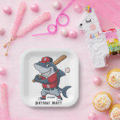 スラッガーシャーク誕生日バッシュ ペーパープレート (パーティー)